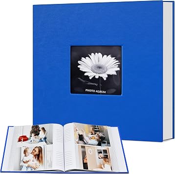 Popotop Photo Album 4x6 200 Photos with Writing Space, Leather Cover Album with Display Picture Window, Photo Book for Wedding Family Baby Gift