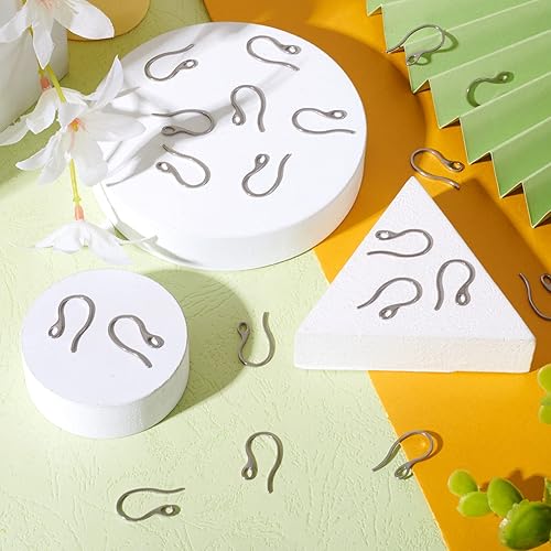 Miniatura 4 de Pandahall - 100 ganchos de acero inoxidable 304 para aretes de 0.846 x 0.433 x 0.039 in con agujero de bucle para la fabricación de joyas