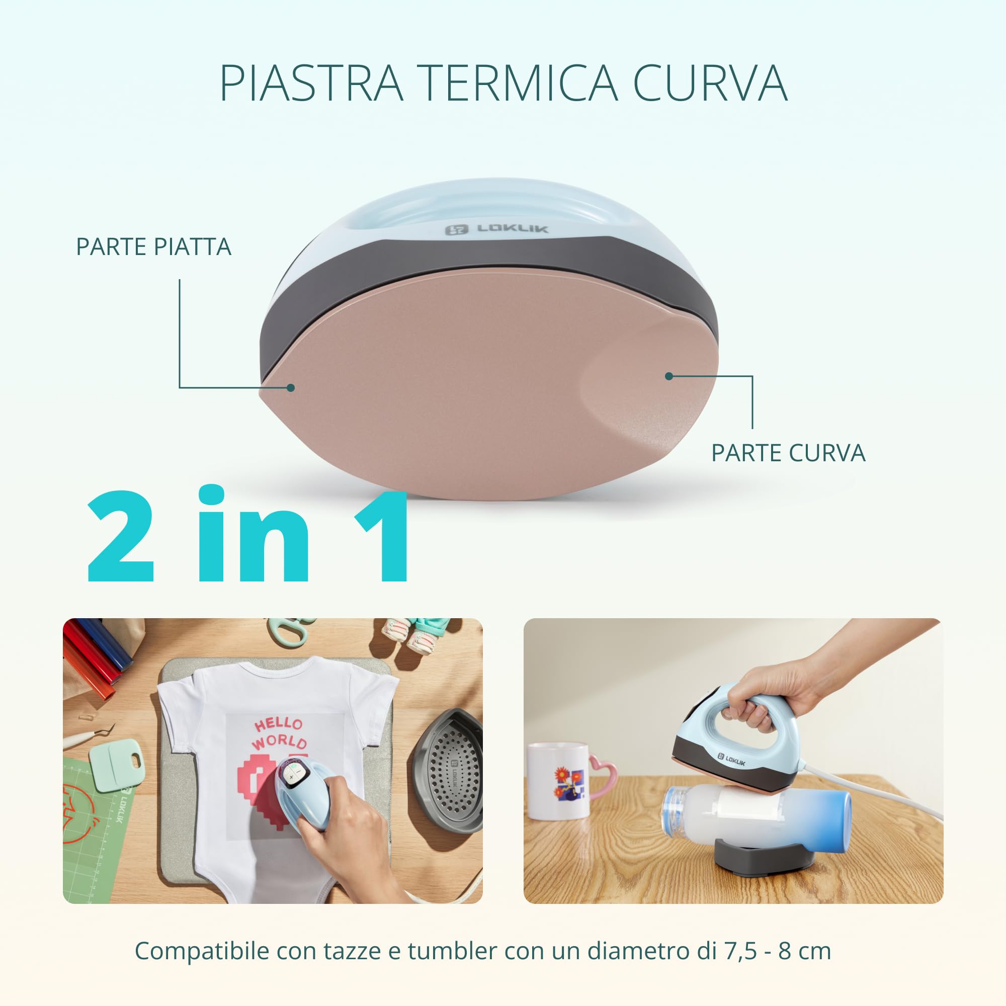 LOKLIK Impress Mini 3 - Spremiagrumi per magliette, borse, tazze, cappelli e altri tessuti, strumento manuale per decorare e fai da te, perfetto per piccoli progetti di artigianato (Rosso)