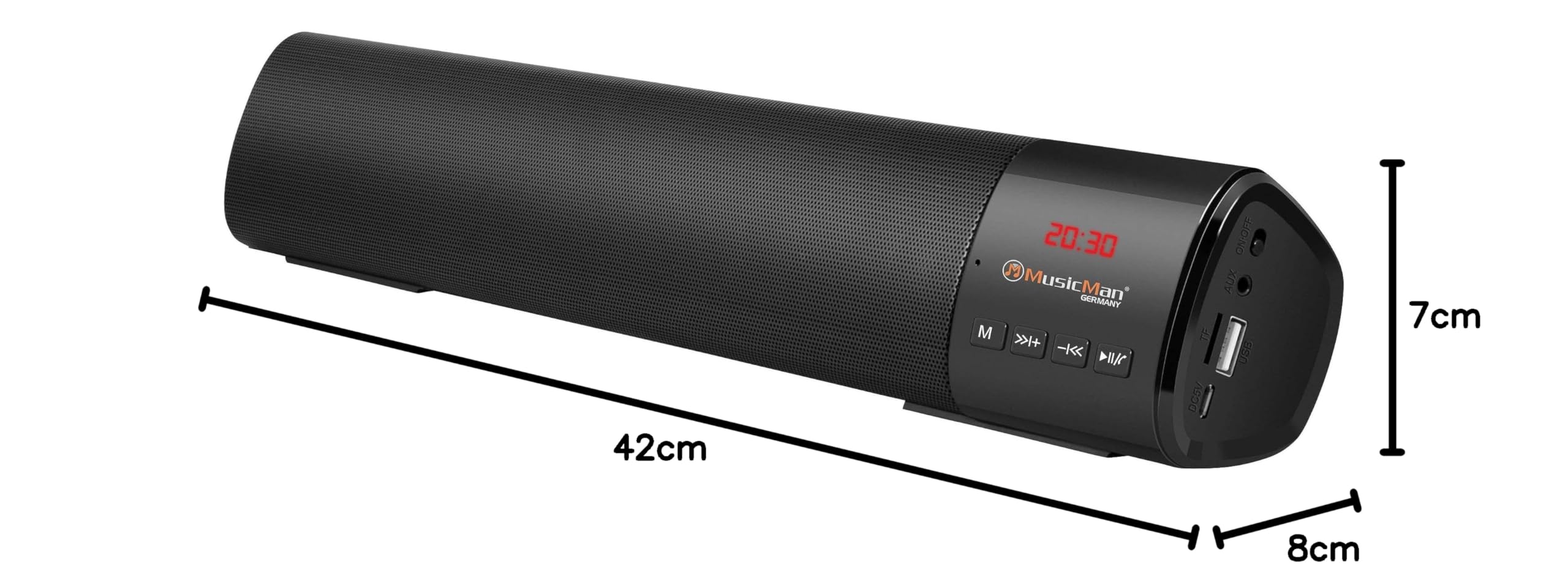 Musicman Mini soundbar z Bluetooth V5.1 radio FM, USB, AUX-IN z urządzeniami audio obsługującymi Bluetooth, smartfonami, tabletami BT-X54