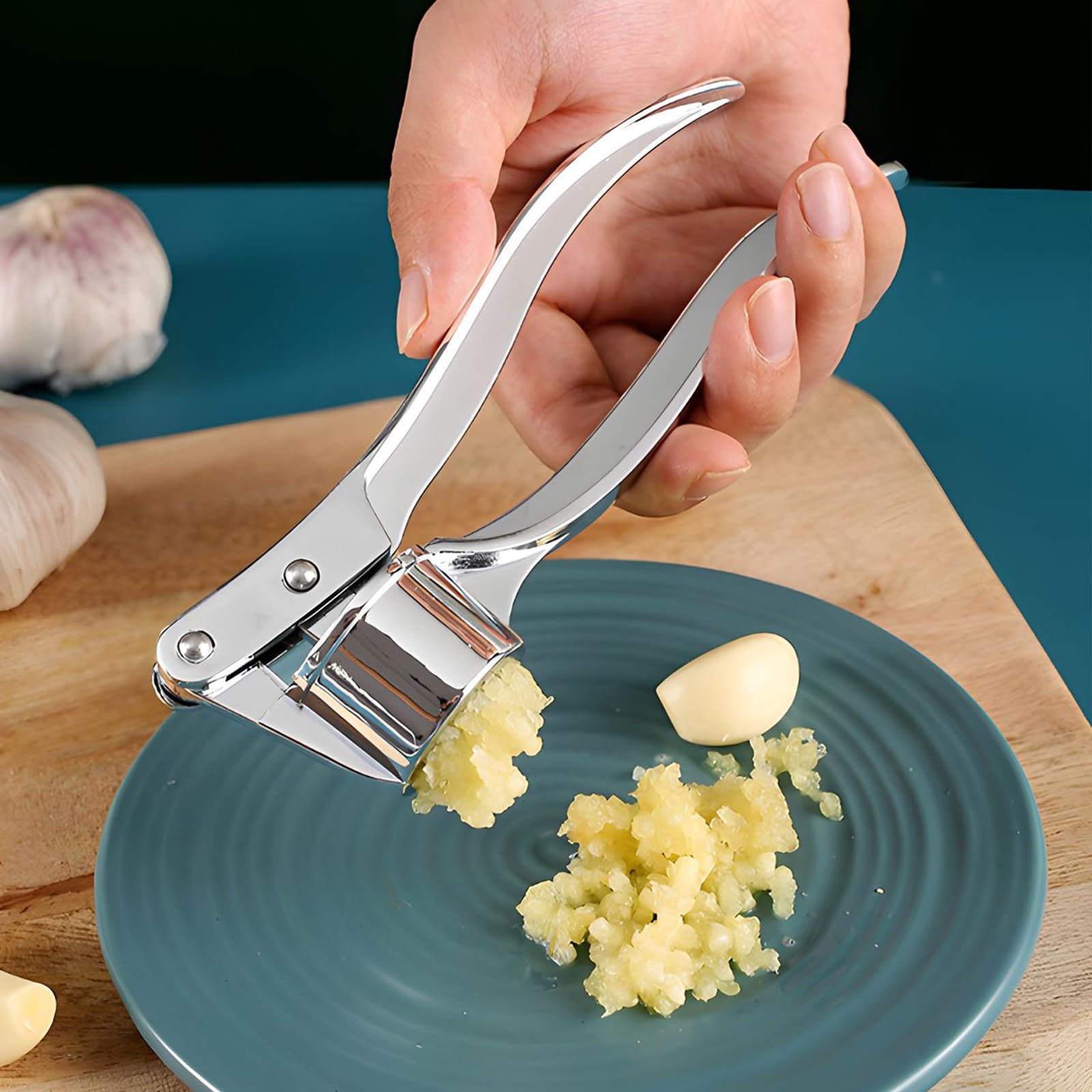 Prensa manual de ajos para cocina, pelador de ajos grande, pelador de ajos, prensa de ajos doméstica, pelador de ajos para carne picada fina y gruesa, prensa de ajos (B)