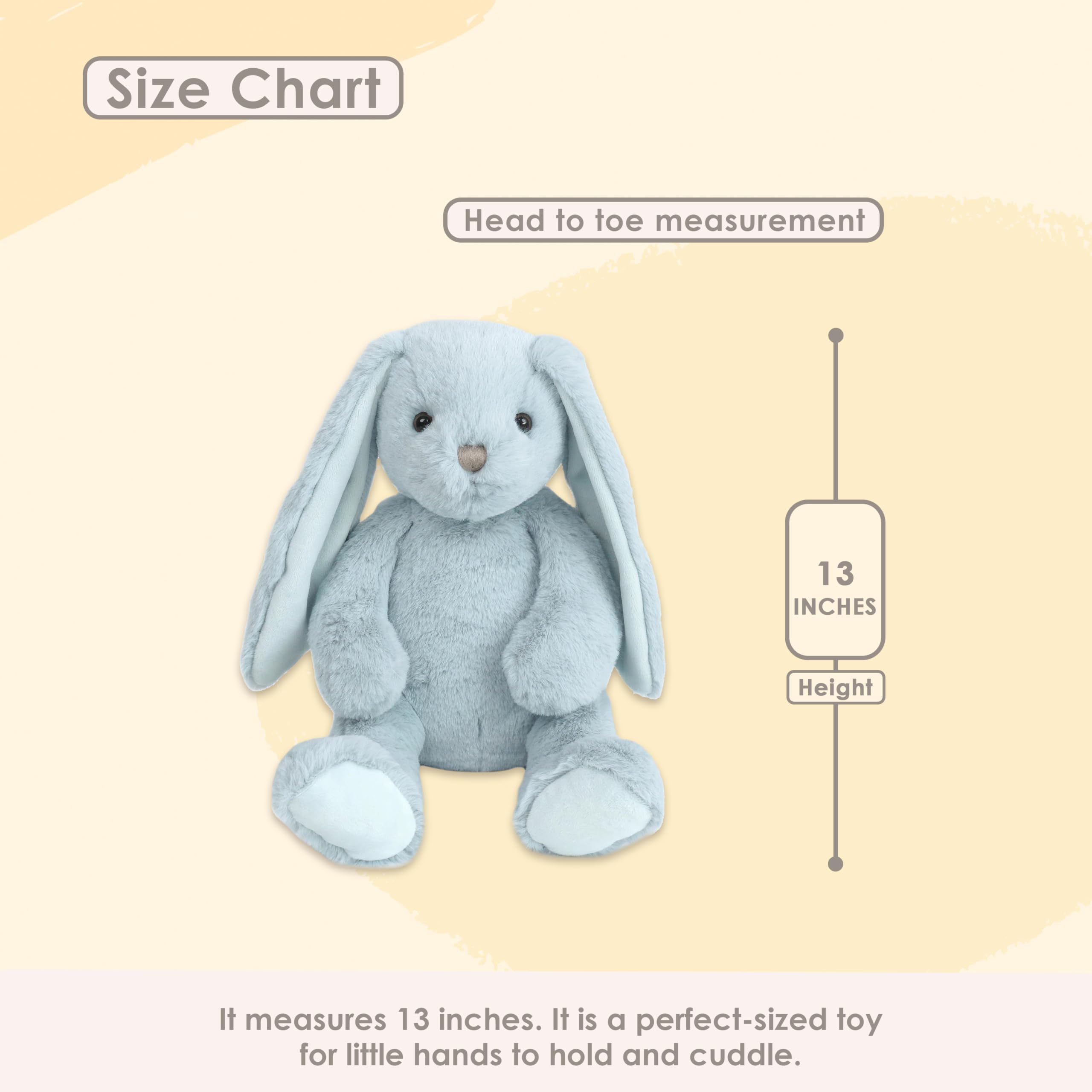 MON AMI Charlie The Bunny 13-Inch Stuffed Rabbit for Boys & Girls, Blue, 4 inches - Image 2