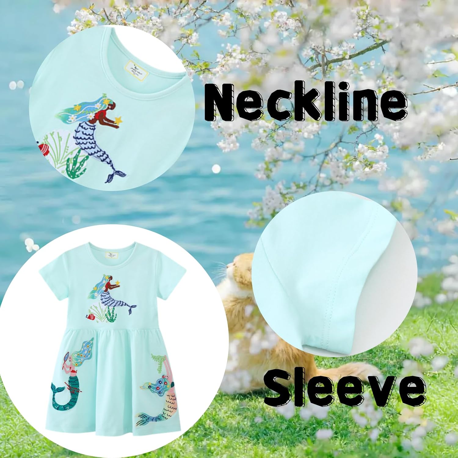 LMYOVE Toddler Girls Summer Casual Dress, Little Girls Cartoon Print Short Sleeve Dress 2-6Y