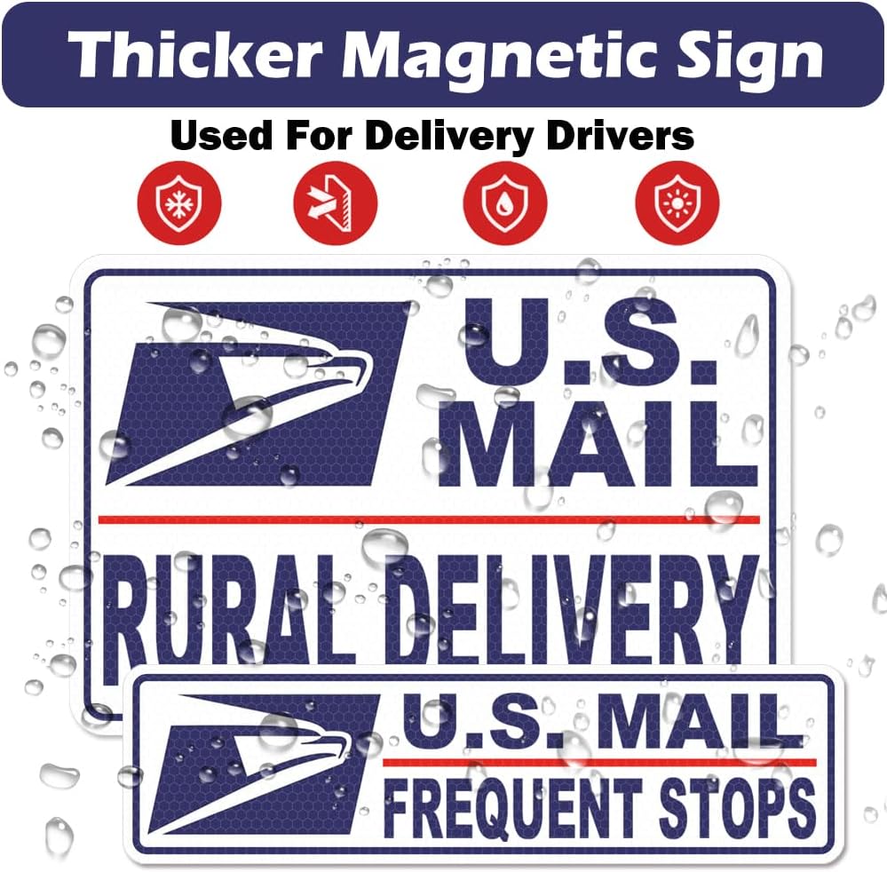 4 Pack Reflective Mail Delivery Driver Car Magnets Rural Delivery Carrier Magnetic Signs Caution Frequent Stops Delivery Driver Automotive Magnet Decal Waterproof Magnetic Bumper Stickers