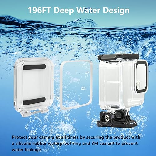 Miniatura 4 de Suptig Funda impermeable protectora para buceo subacuático compatible con GoPro Hero 8, color negro, resistente al agua, 196 pies (196.9 ft)