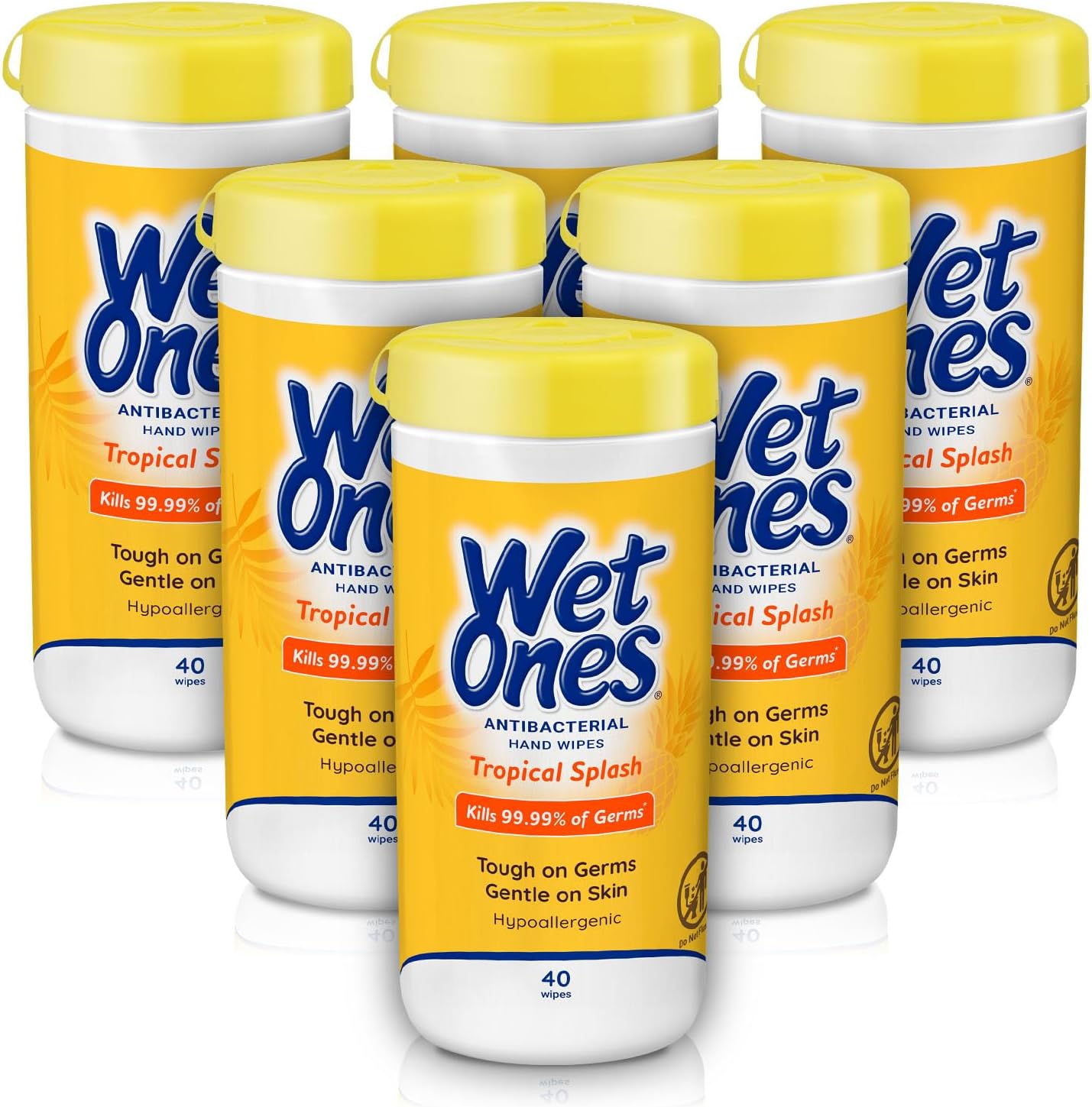 Antibacterial Hand Wipes, Tropical Splash Wipes, Antibacterial Wipes, Hand Sanitizer Wipes, Wet Ones Wipes, 40ct Canister (6 pack)