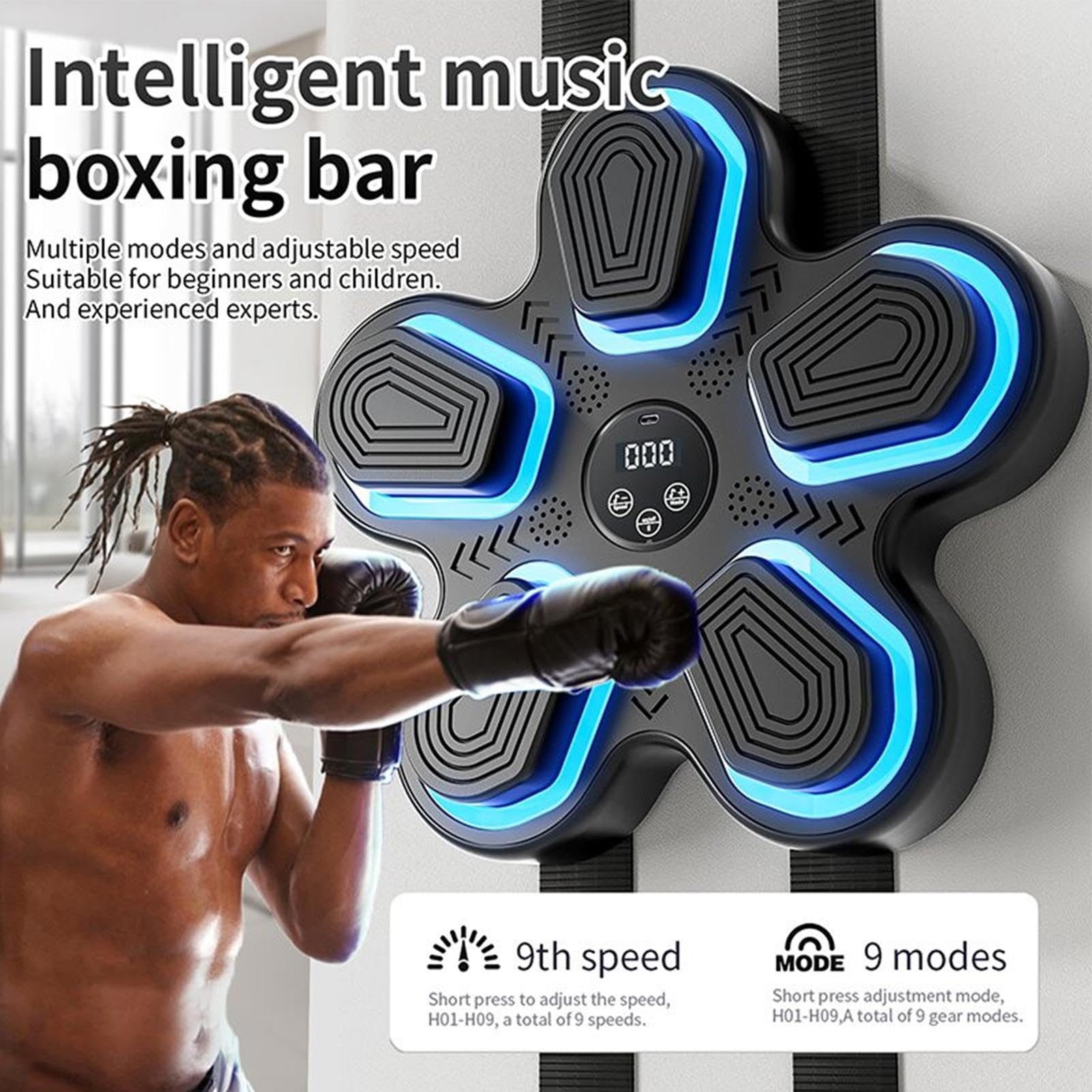 Musicale da Boxe Intelligente Senza Fili Per Allenamento Da Parete | Attrezzatura per Allenamento con Pugni e Bersaglio Musicale per Adulti e Bambini