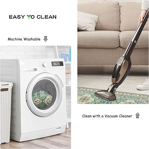 Miniatura 6 de Lahome Alfombra envejecida de medallón floral de 4 x 6 pies, suave, antideslizante, lavable, de pelo corto, alfombra decorativa turca para