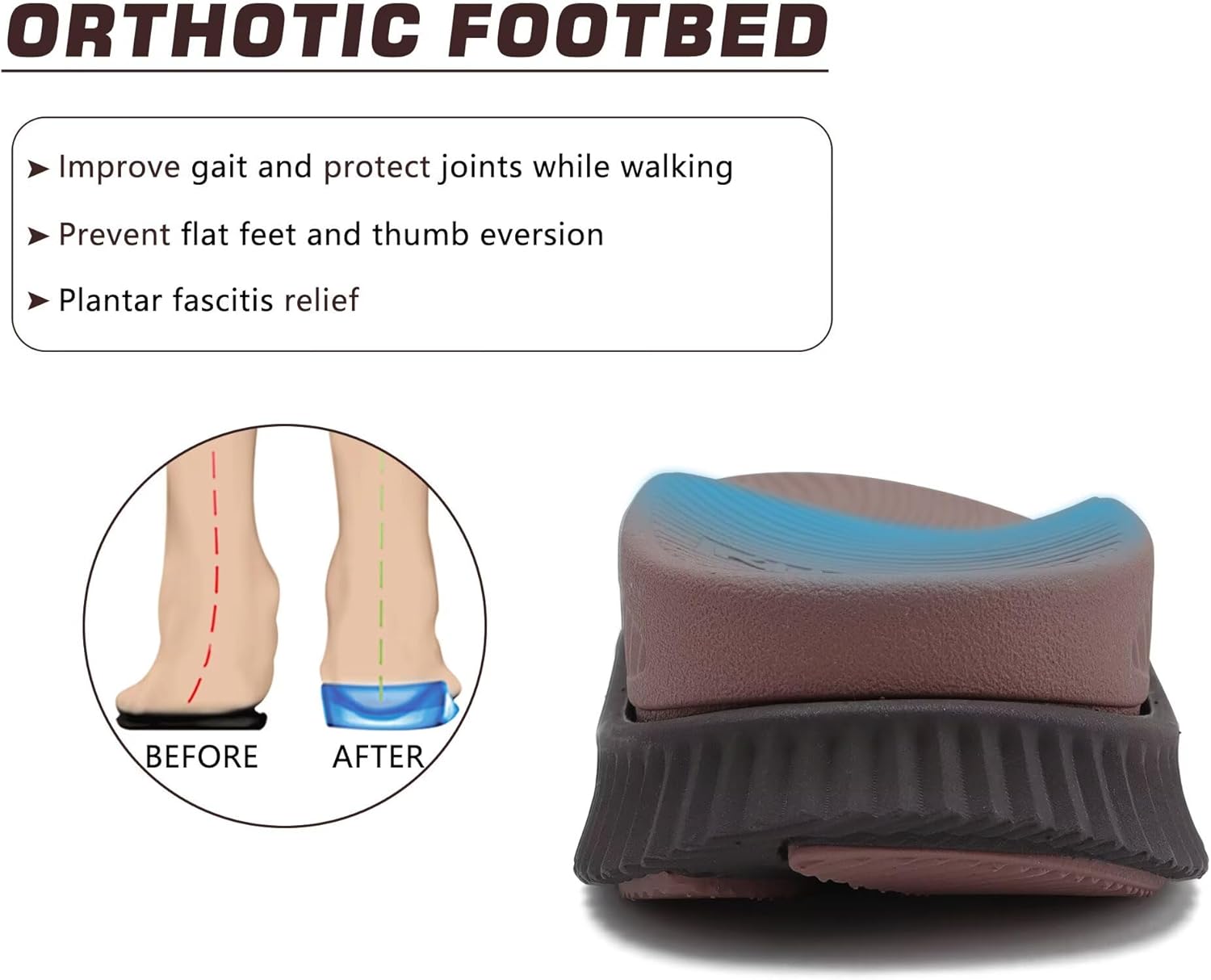 KuaiLu Mens Hiking Sandals with Arch Support Orthopedic Walking Recovery Sandals for Plantar Fasciitis Open Toe Summer Athletic Sport Comfortable Cushion Breathable Outdoor Water Sandals Size7-13 - Image 5