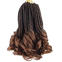 Vista 25 de Cabello de ganchillo con rizos franceses, trenzas de cabello de ganchillo con puntas rizadas, 14 pulgadas, preenlazadas, trenzas de caja tipo diosa