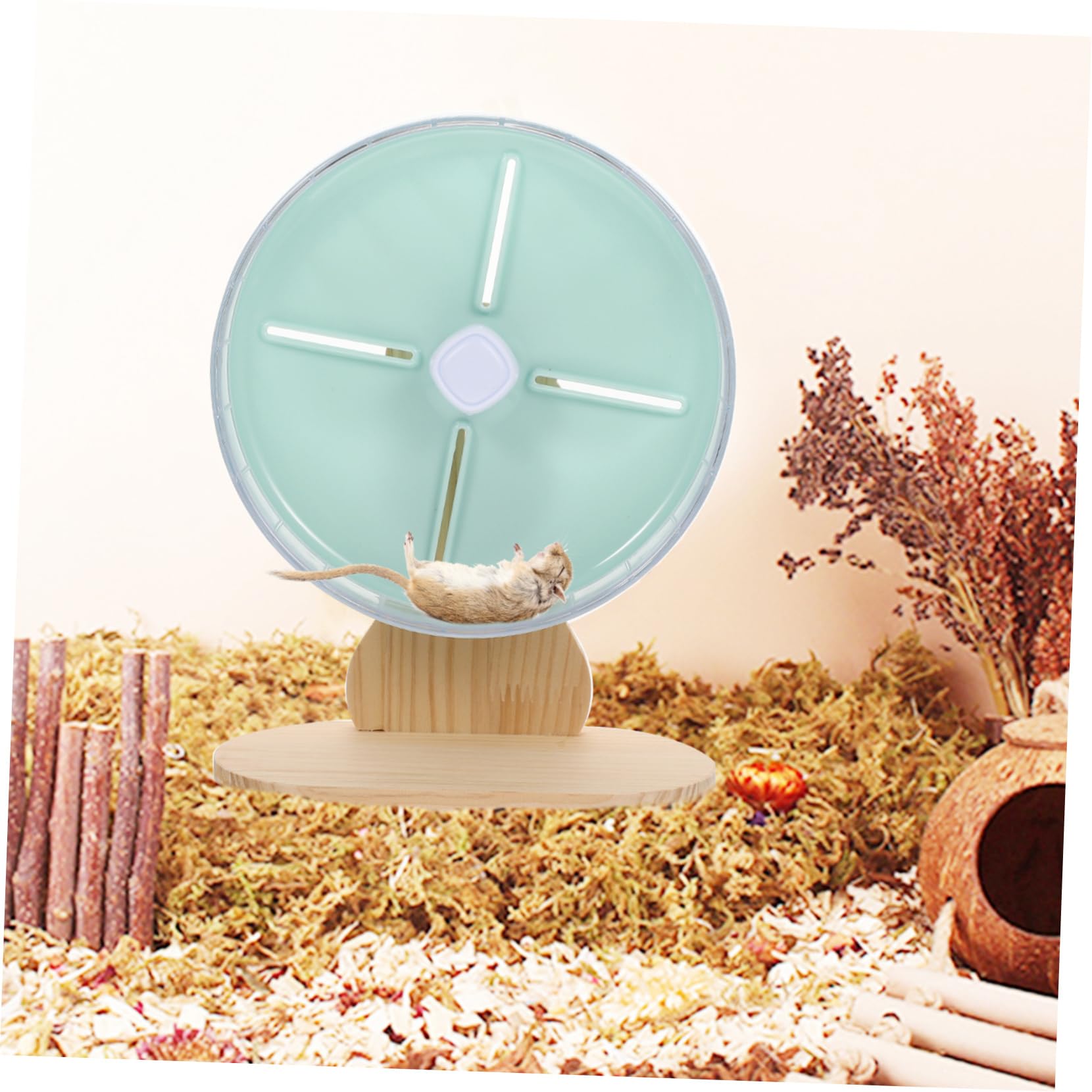 SOIMISS 1 Ensemble Roue Silencieuse pour Hamster avec Support Adorable pour Rongeurs pour Chinchillas et Améliore Animal