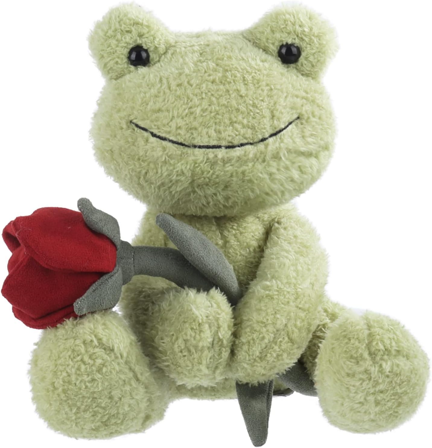 Apricot Lamb Toys Plush Velvet Green Frog with Rose Stuffed Animal Soft Cuddly for Kids Girlfriend 9 Inches