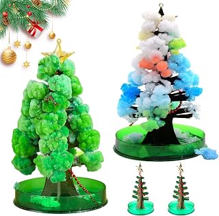 Darryy 2 unidades de árbol de Navidad mágico creciente, árbol de papel mágico, mini árbol de Navidad, decoración de árbol de Navidad, árbol de Navidad en crecimiento, divertido (verde + color)