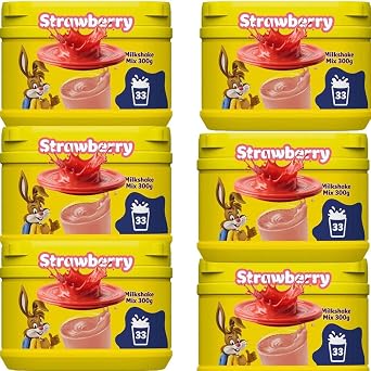 Milkshake Powder Collection   Chocolate & Strawberry Flavours   300g Tubs   Rich, Fruity, Easy Mix - Nsqk 10 x Tub, Strawberry