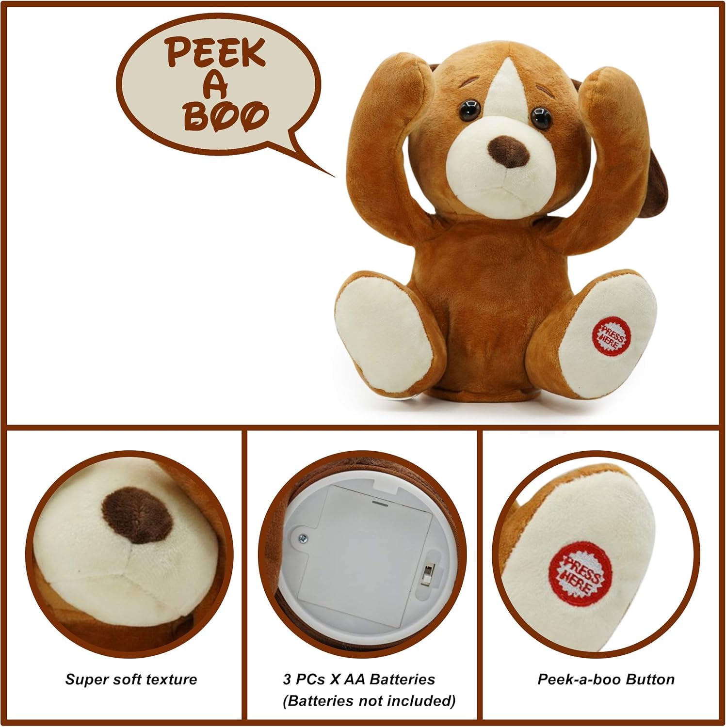 TOY STATION Fuzz Buzz Battery Operated Electronic Pets (Peek a Boo - Dash the Dog) 2