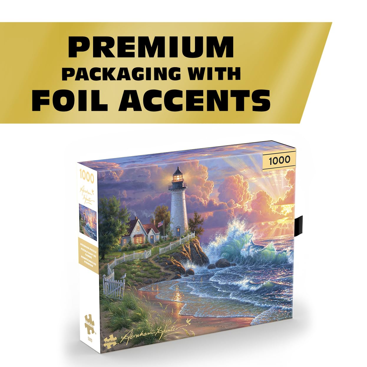 Buffalo Games Puzzle da 1000 pezzi "Light of Hope Abraham Hunter" – Collezione Premium Gold – Puzzle da regalo per adulti – Pezzi tagliati con precisione