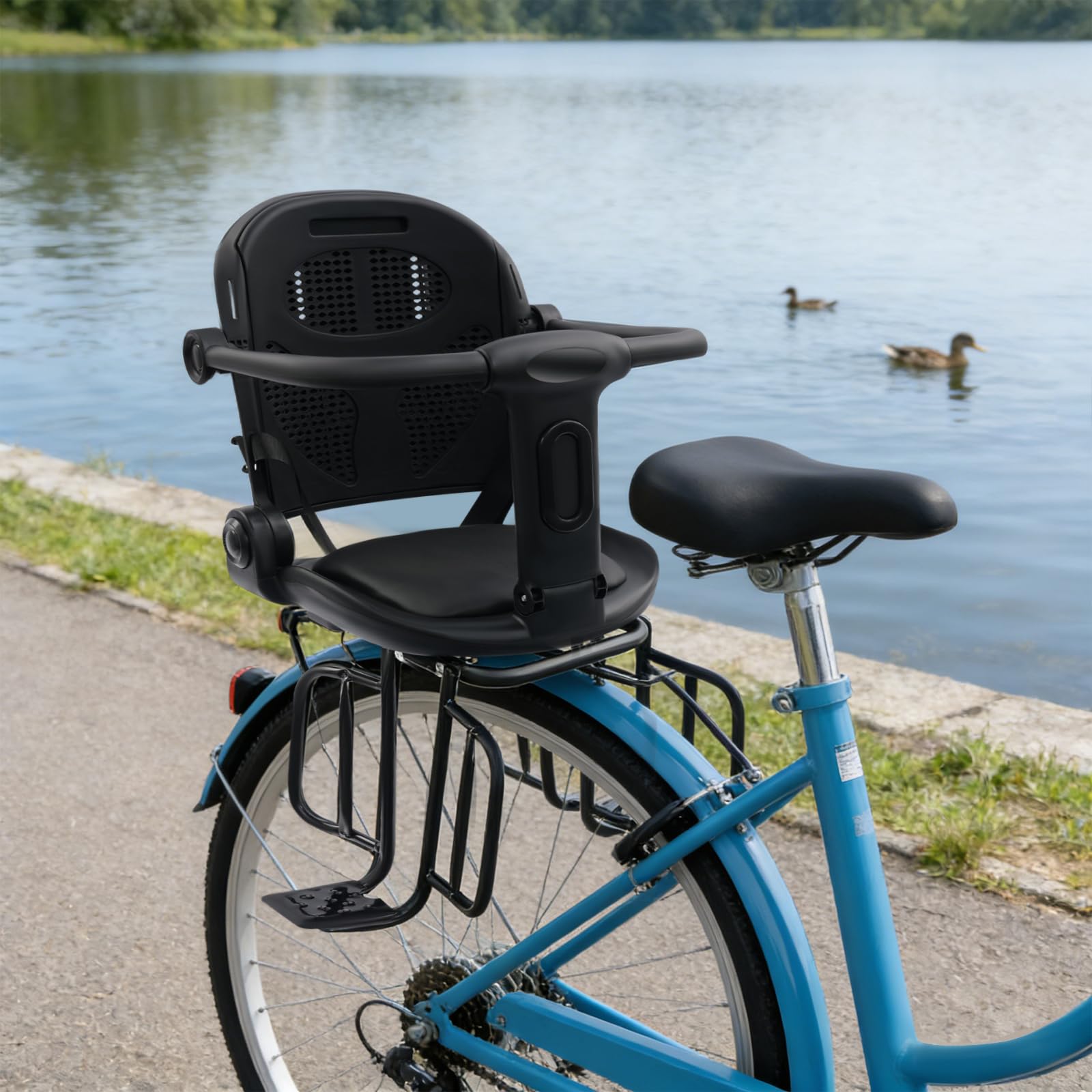 Kinderfahrradsitz ab 1 bis 8 Jahre, Rücksitz für Kinderfahrräder, Sicherheit Fahrrad-Zubehör für Outdoor, verstellbare Gurt, Tragfähigkeit 30kg, hoher Barriere