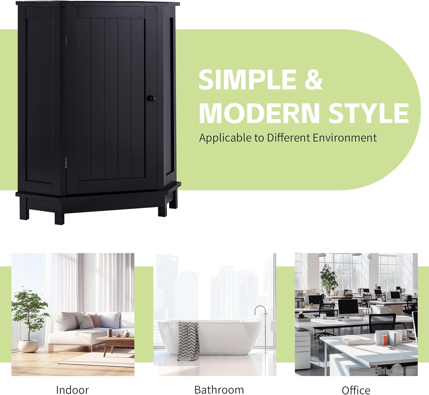 Polibi Modern Triangle Corner Bathroom Cabinet with Adjustable Shelf - Space-Saving Storage in Black - Sturdy MDF Board, 70lbs Capacity