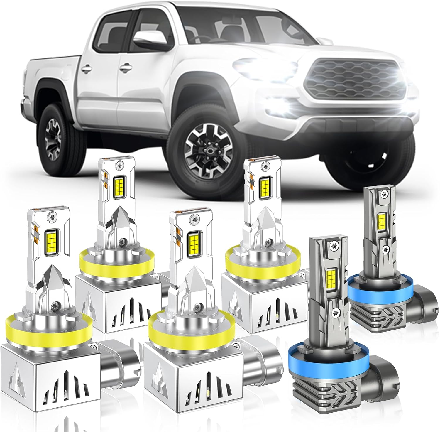 Fog Bulbs Fit for Toyota Tacoma 2016-2023, Latest&Brightest High&Low Beam Fog Light Bulbs Combo 800% Brightness 6000K Cool White, CANbus Ready, Plug and Play, Pack of 6