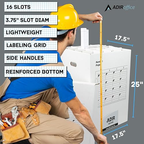 Miniatura 3 de Adir - Organizador de almacenamiento de archivos en rollo de cartón, clasificador de archivos vertical, planos, póster, planos, envoltura de regalo