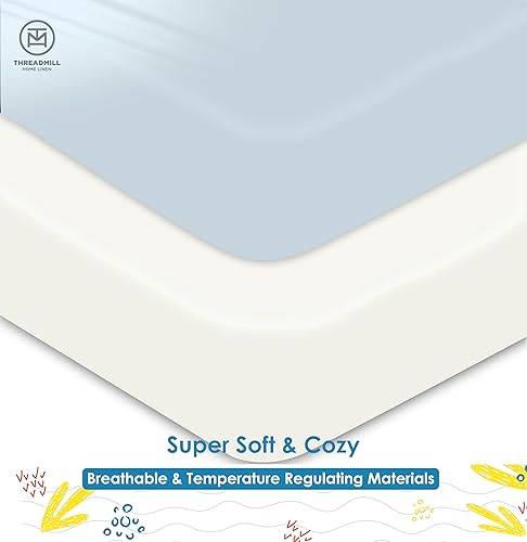 Miniatura 6 de Threadmill Sábanas orgánicas para cuna de bebé para niños y niñas, sábana bajera ajustable 100% algodón orgánico para colchón de cuna estándar