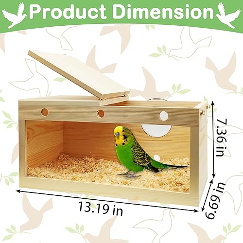 Miniatura 2 de Hamiledyi Caja nido de periquitos transparente para pájaros, jaula de madera, caja de cría para agapornis, cacatúa, budgie, conure, pinzón, loro,