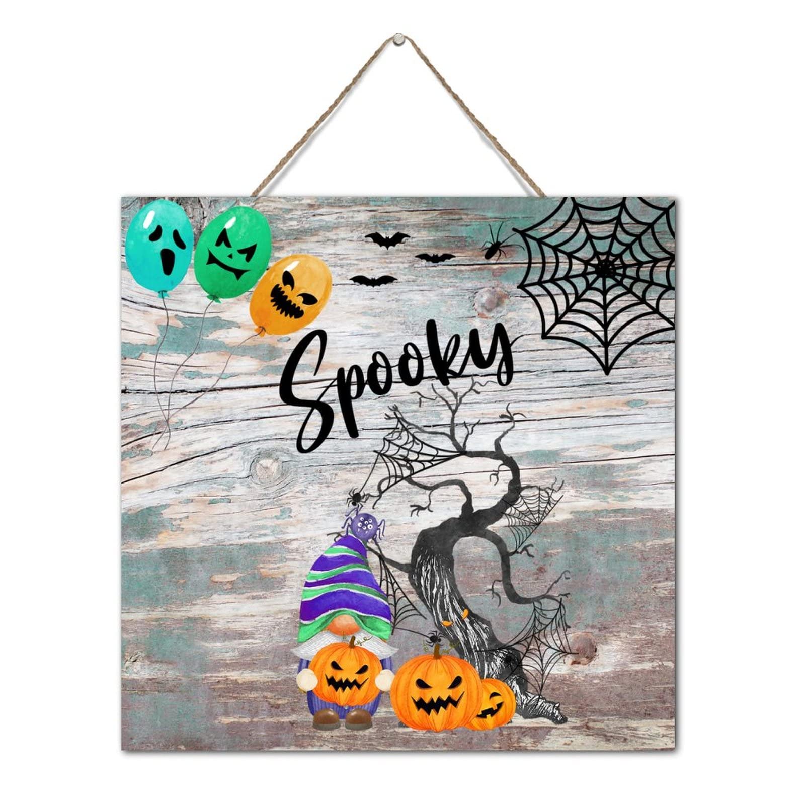 Gnomes effrayants Halloween pour remplacer la déco plastique par un panneau mural bois vintage
