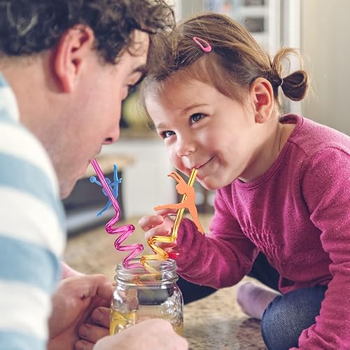 Miniatura 6 de 24 popotes de gimnasia reutilizables para bailar, bebidas de plástico, para cóctel, con decoración de dibujos animados, para niños, gimnasia, diso,