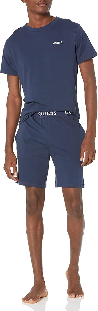 Amazon.com: GUESS Conjunto de pijama de camisa y logotipo corto para hombre,  Azul / Patchwork : Ropa, Zapatos y Joyería