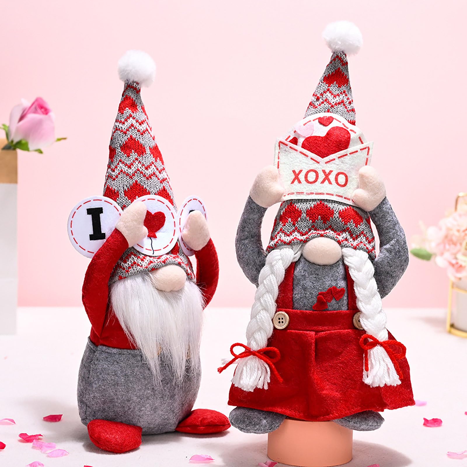 Ornement de table Cadeaux de mariée et de marié gnomes rouges Saint Valentin