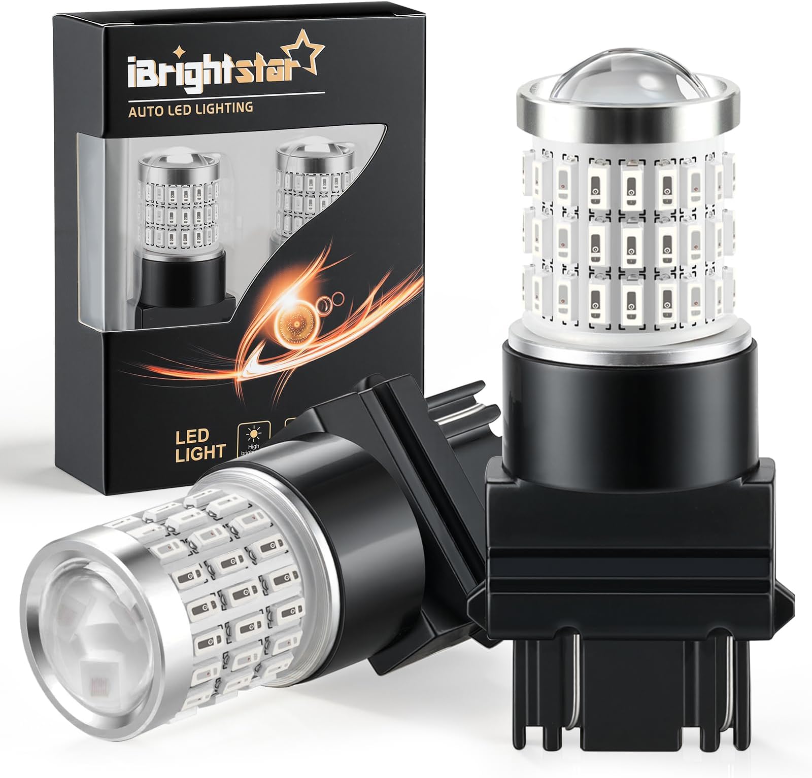 iBrightstar 3157 LED Bulb Red, 3057 LED Brake Lights Bulbs Super Bright for Rear Brake Lights and Tail Lights, 2 Pack