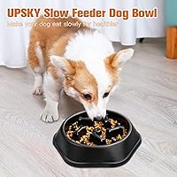 Vista 6 de UPSKY Slow Feeder Dog Puzzle Bowl, Interactive Bloat Stop Non-Slide Lick Treat Bowl for Small Medium Dogs (Black)