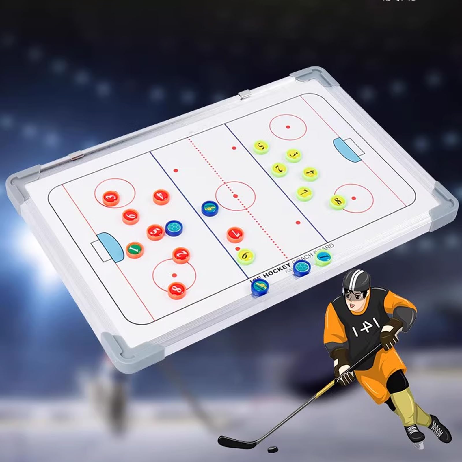 Palla Hockey Su Ghiaccio Lavagna Tattica Magnetica,Tavola Allenamento, Tavola Strategica Portatile, Cartellina Portablocco per Allenatore, Lavagna Cancellabile, per Competizione E Allenamento