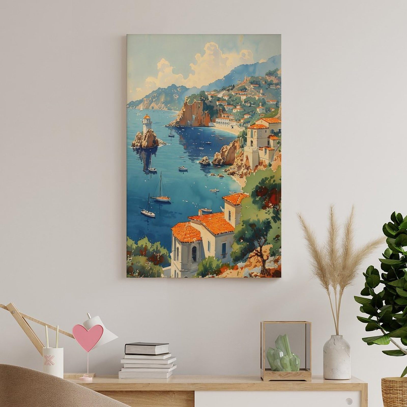 Catalina Island Aquarellgemälde, Reiseposter, Wandkunst, Heimdekoration, Kalifornien, Geschenk, Kunstliebhaber, Kunstdruck, ungerahmt, 60 x 90 cm