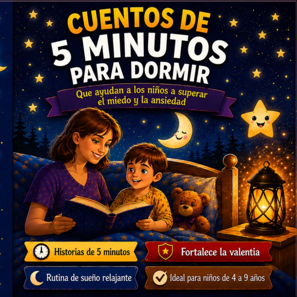 Cuentos de 5 Minutos para dormir que ayudan a los niños a superar el miedo y la ansiedad: Historias cortas y relajantes para ayudar a los niños a ... y a dormir tranquilamente. Edad 4-9 años