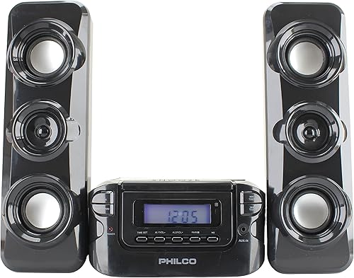 Philco Sistemas de estantería estéreo Sistema compacto de estante de CD con radio estéreo digital FM, tecnología inalámbrica Bluetooth y control