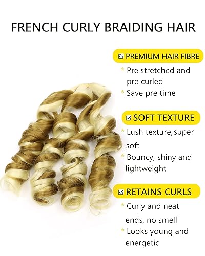 Miniatura 71 de Cabello rizado francés trenzado de 20 pulgadas, color 4, cabello rizado preestirado, 8 paquetes de trenzas de ganchillo para trenzas de caja