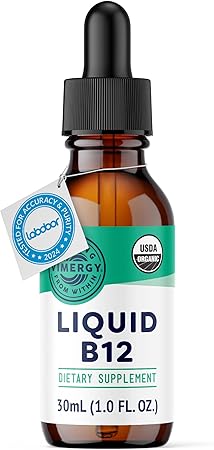 Vimergy USDA Organic Liquid Vitamin B12 Supplement 2500 mcg, Methylcobalamin & Adenosylcobalamin Fast-Absorbing Energy Support, Vegan, Non-GMO B12 Vitamins for Women & Men 30 Serving (30 mL)