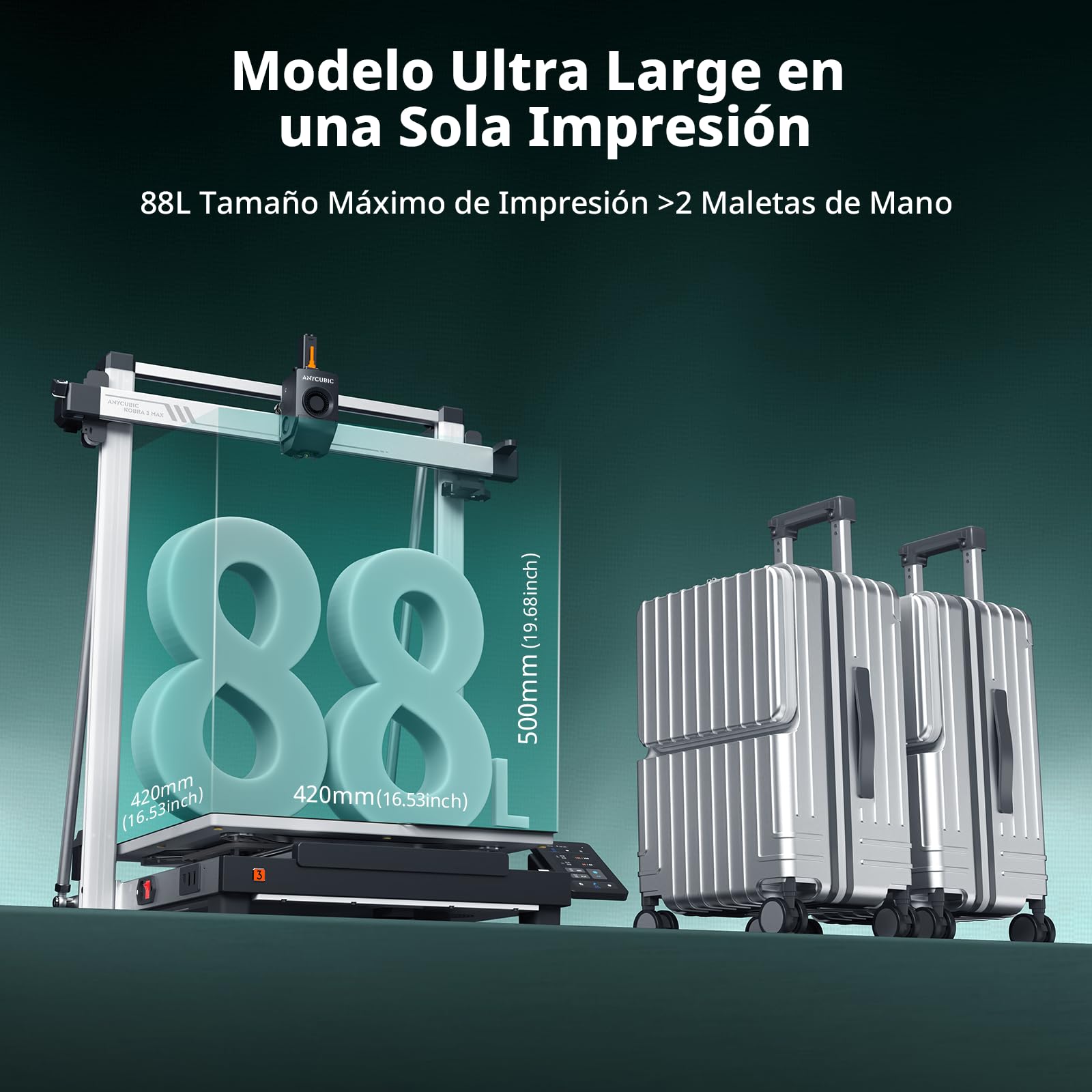 Anycubic Kobra 3 Max Combo Impresora 3D, con Intelligent ACE Pro,Soporta Impresión Mientras Seca, Gran Volumen de Impresión 450x450x500mm,600mm/s Alta Velocidad de Impresión,AI Detección de Espaguetis