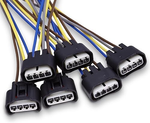 6 piezas de conector de bobina de encendido RAV4 Arnés de 4 vías 90980-11885 Reemplazo para Toyota Lexus Camry (negro)