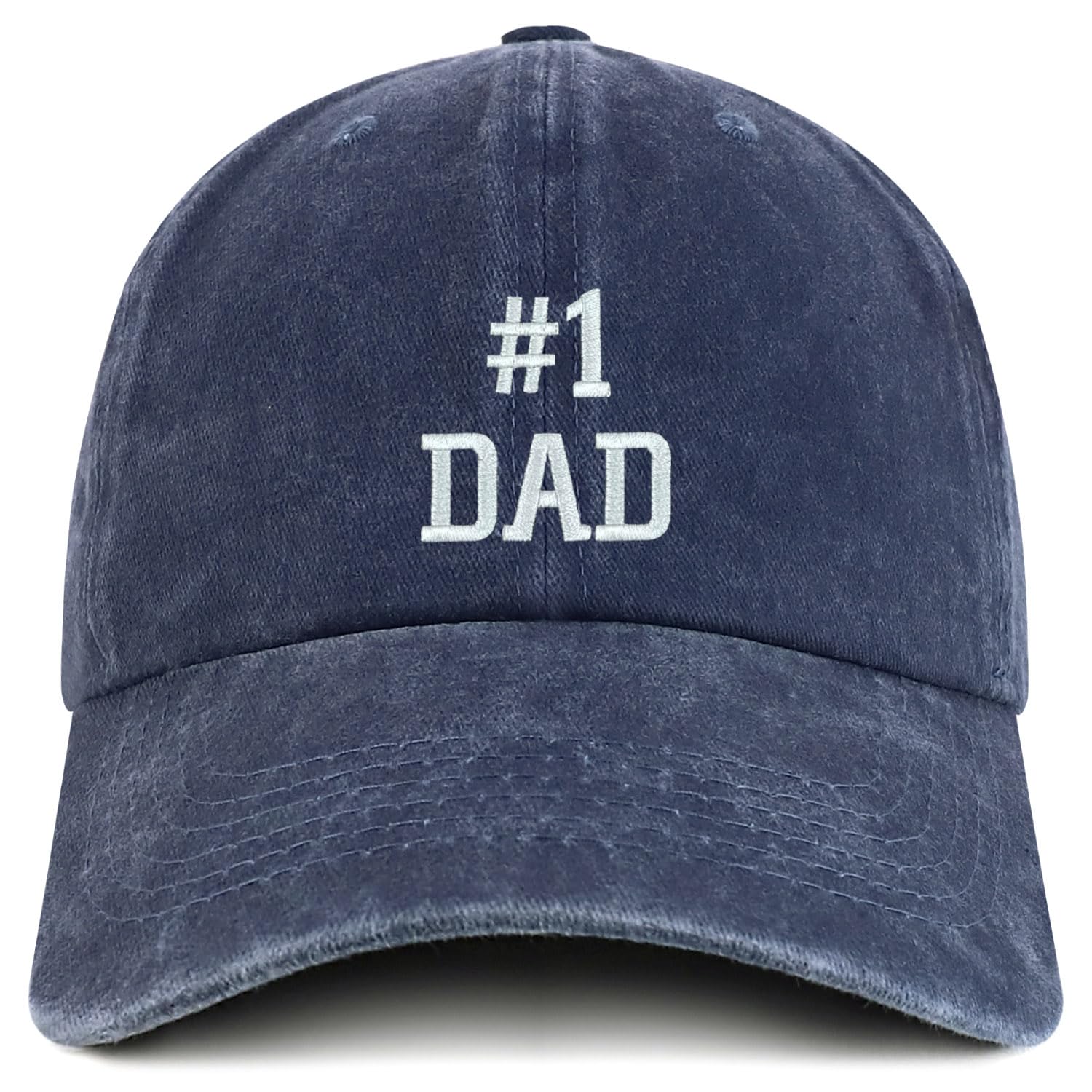Trendy Apparel Shop Number 1 Dad Embroidered Pigment Dyed Low Profile Cotton Cap - Navy