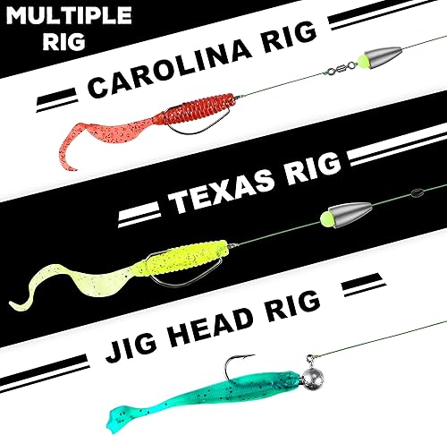 Miniatura 3 de TOPFORT Kit de accesorios de pesca de 187343 piezas, incluye ganchos de plantilla, pesas de plomada de fundición de bala, broches giratorios de