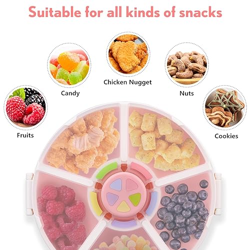 Miniatura 3 de Kids Original Snack Spinner Bundle  Contenedor reutilizable para aperitivos con dispensador de 5 compartimentos y tapa, sin BPA y PVC, apto para