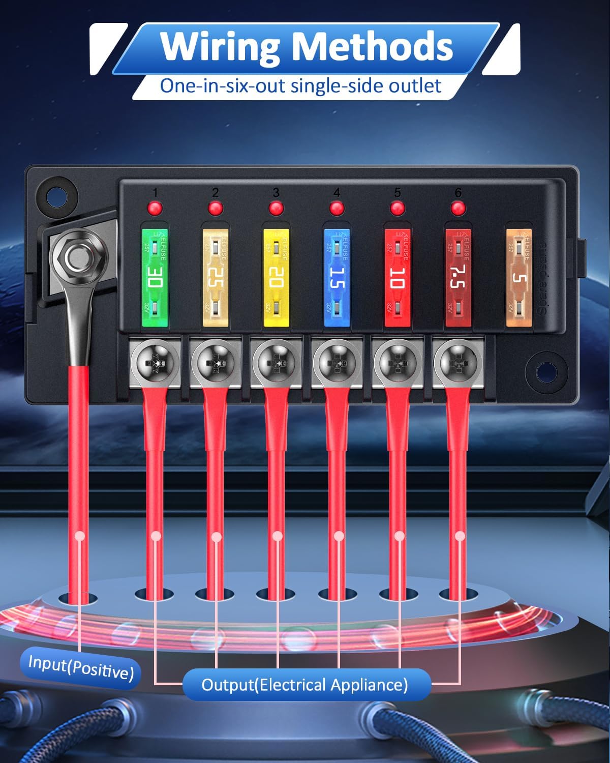EXTRACTME 12V Fuse Block, 6 Circuit 12 Volt Blade Fuse Box Kit with LED Indicator, ATO Blade Fuse Block Compact with Cover, Fuse Panel Relay Box Kit for 12V/24V Automotive Marine Truck Car Boat RV