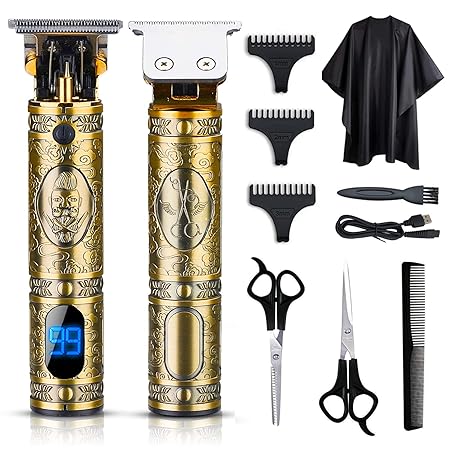 Anectria Hair Clippers, Hair Trimmer for Men, Professional T Blade Trimmer Cordless Rechargeable LED Display for Hair Cutting with Guide Combs, Grooming Trimmer Kit with USB, Low Noise