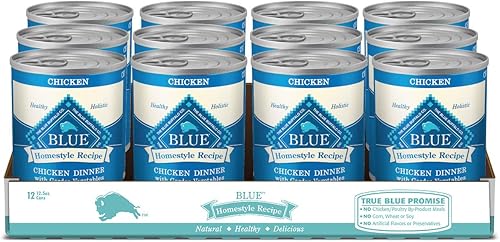 Blue Buffalo Homestyle - Comida húmeda para perro receta casera alimento para perro adulto lata de 125 onzas Paquete de 12