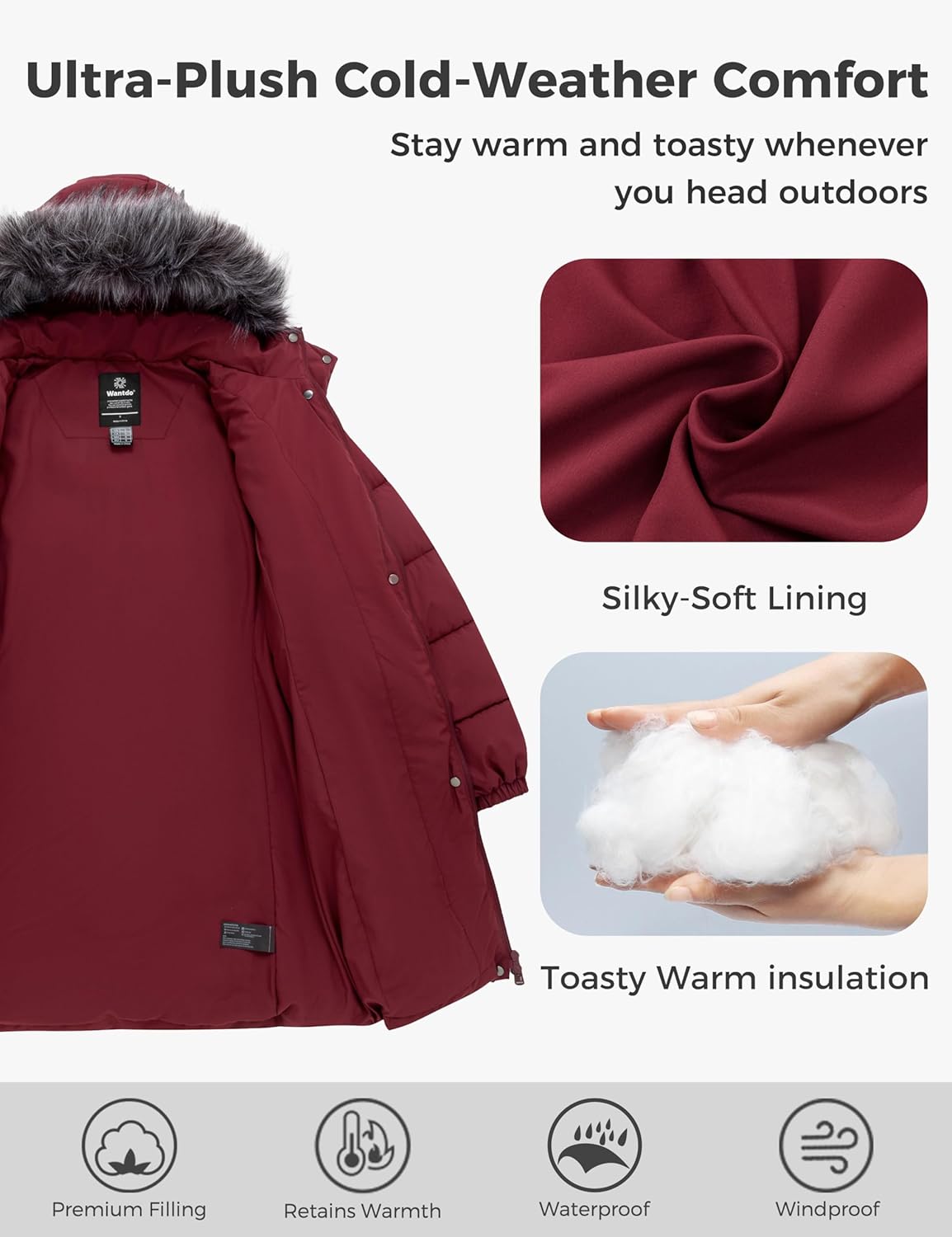 wantdo Women's Long Winter Coat Waterproof Warm Quilted Puffer Jacket (Available in Plus Size) - Image 4