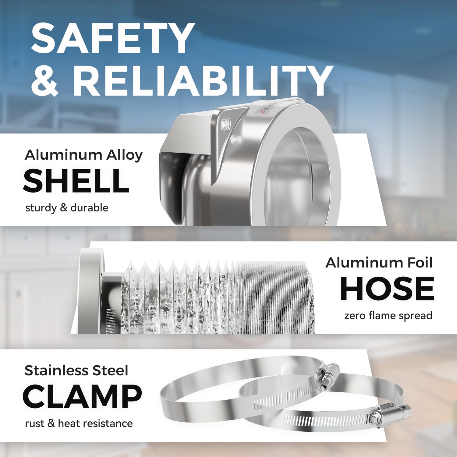 Snapklik.com : JEEVONY Magnetic Dryer Vent Coupling DV90 Airtight Seal