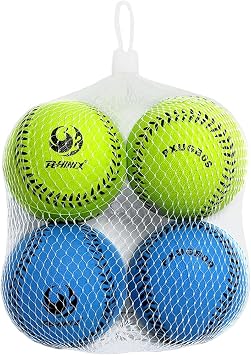 PHINIX Foam Baseball for Kids Practice- 4 Pack (Blue & Green)