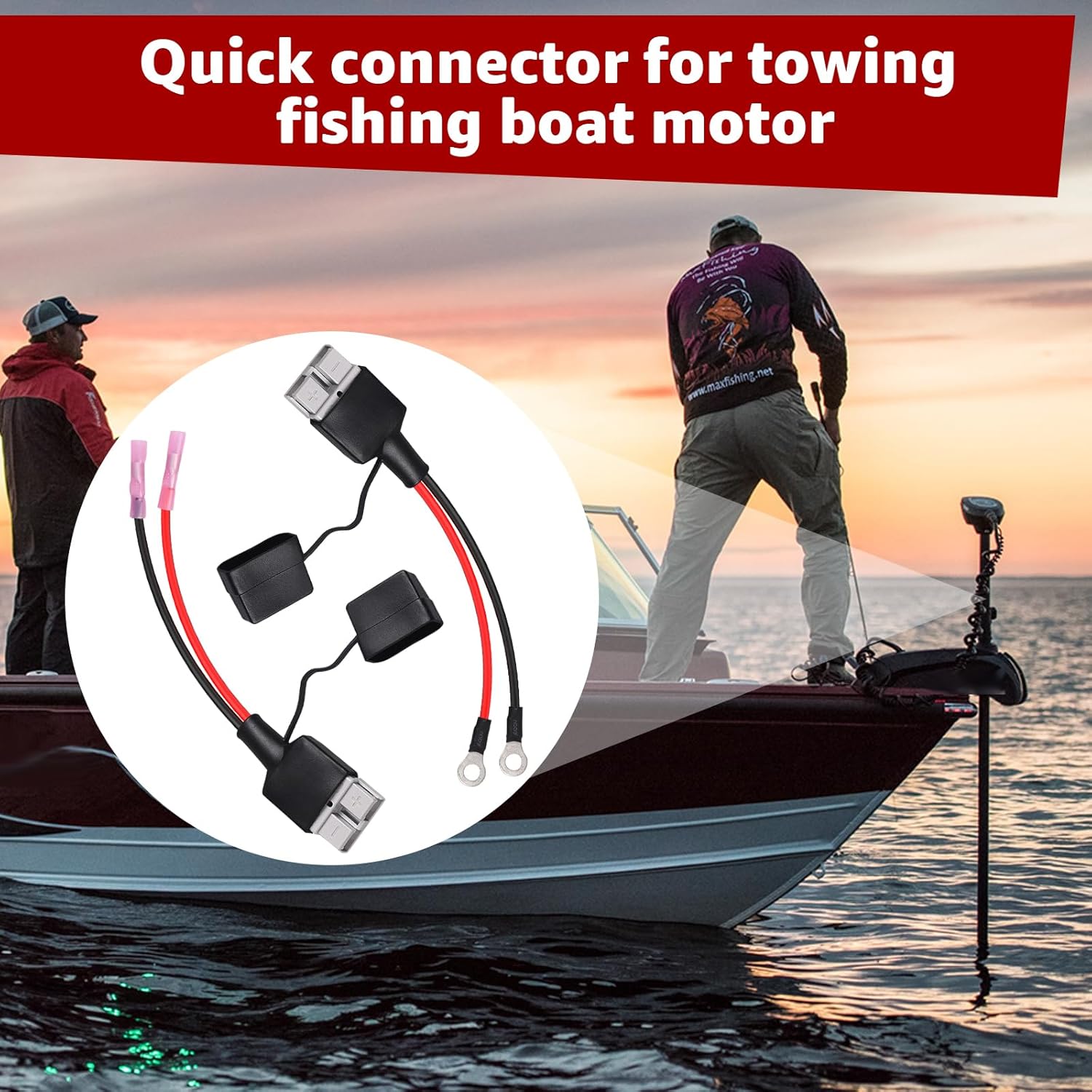 Compatible with Pro Controll Trolling Motor Plug and Wiring Kit - 8 Gauge Marine Grade Quick Connectors for 12V and 24V Trolling Motors, Tool-Free Installation, Extension Cable and Connector Set